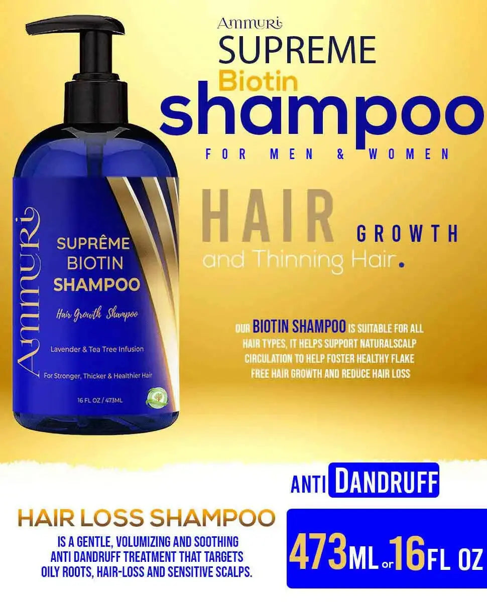 Biotin DHT Blocker Shampoo & Hair Growth Oil Set | Unisex Thinning Hair Treatment for Hair Loss & Repair | Ammuri Skincare UK-2