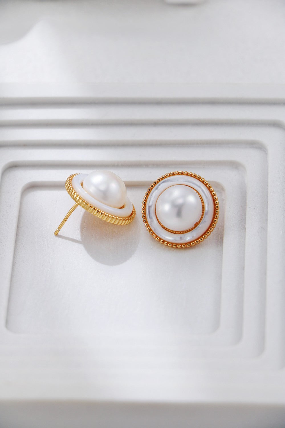 Vintage Gold Pearl and Mother-of-Pearl Stud-2