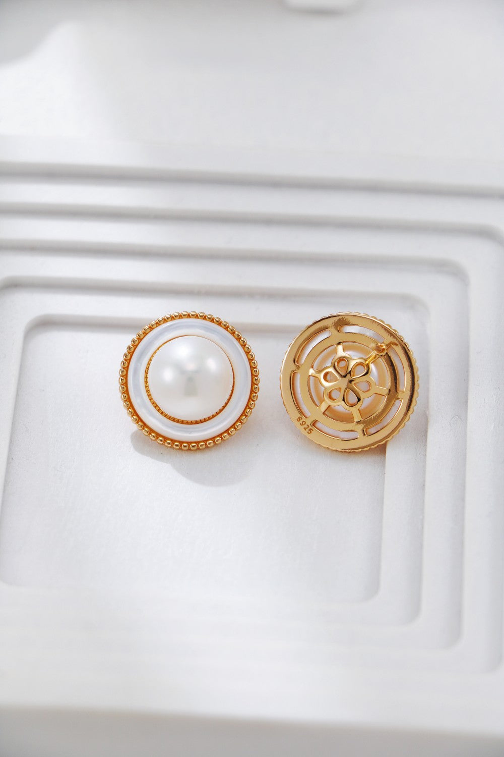 Vintage Gold Pearl and Mother-of-Pearl Stud-3
