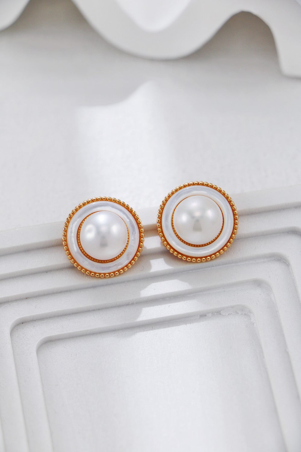 Vintage Gold Pearl and Mother-of-Pearl Stud-1