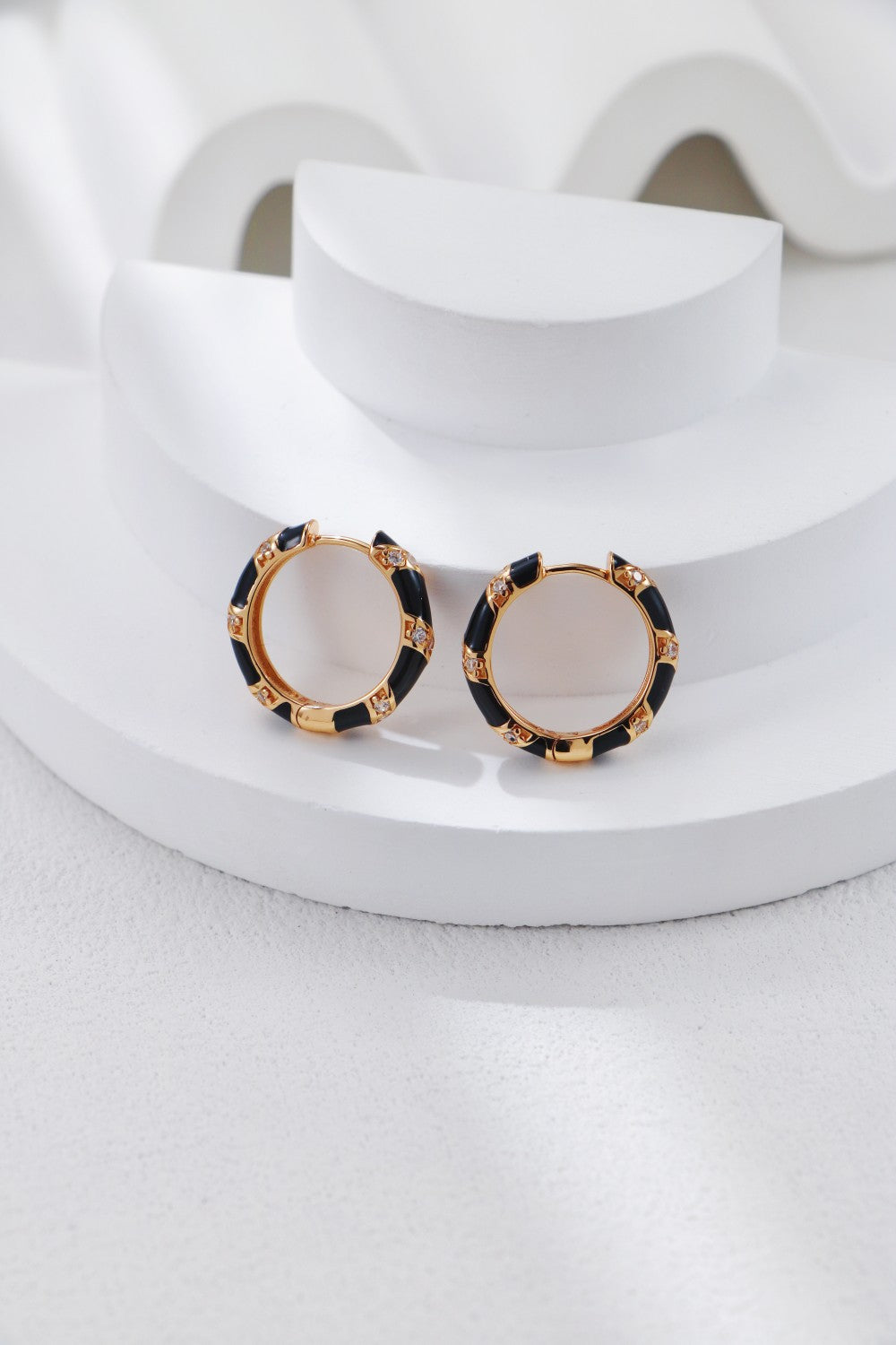 Glazed Drop-inlaid Zircon Earrings-1
