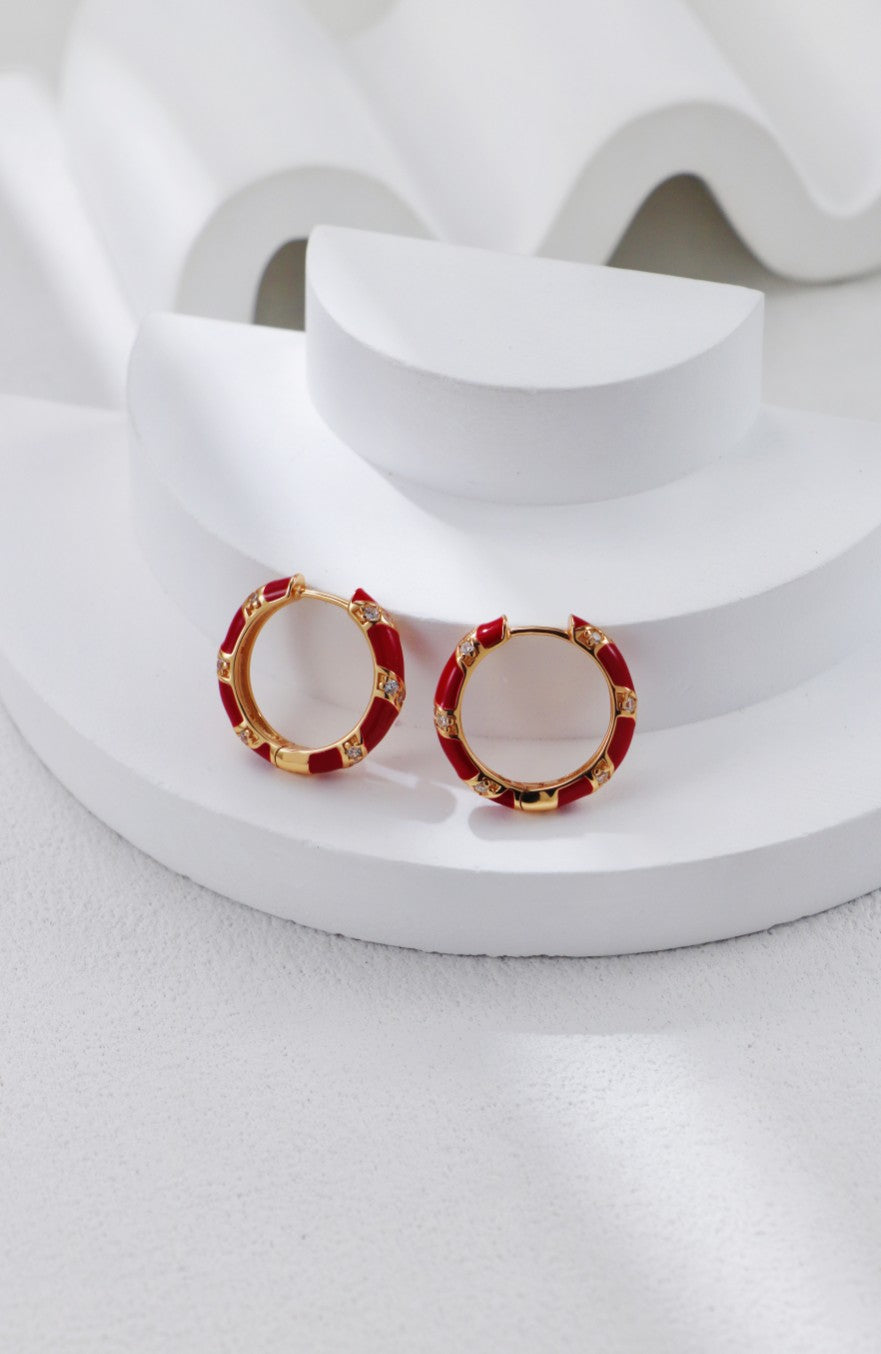 Glazed Drop-inlaid Zircon Earrings-2