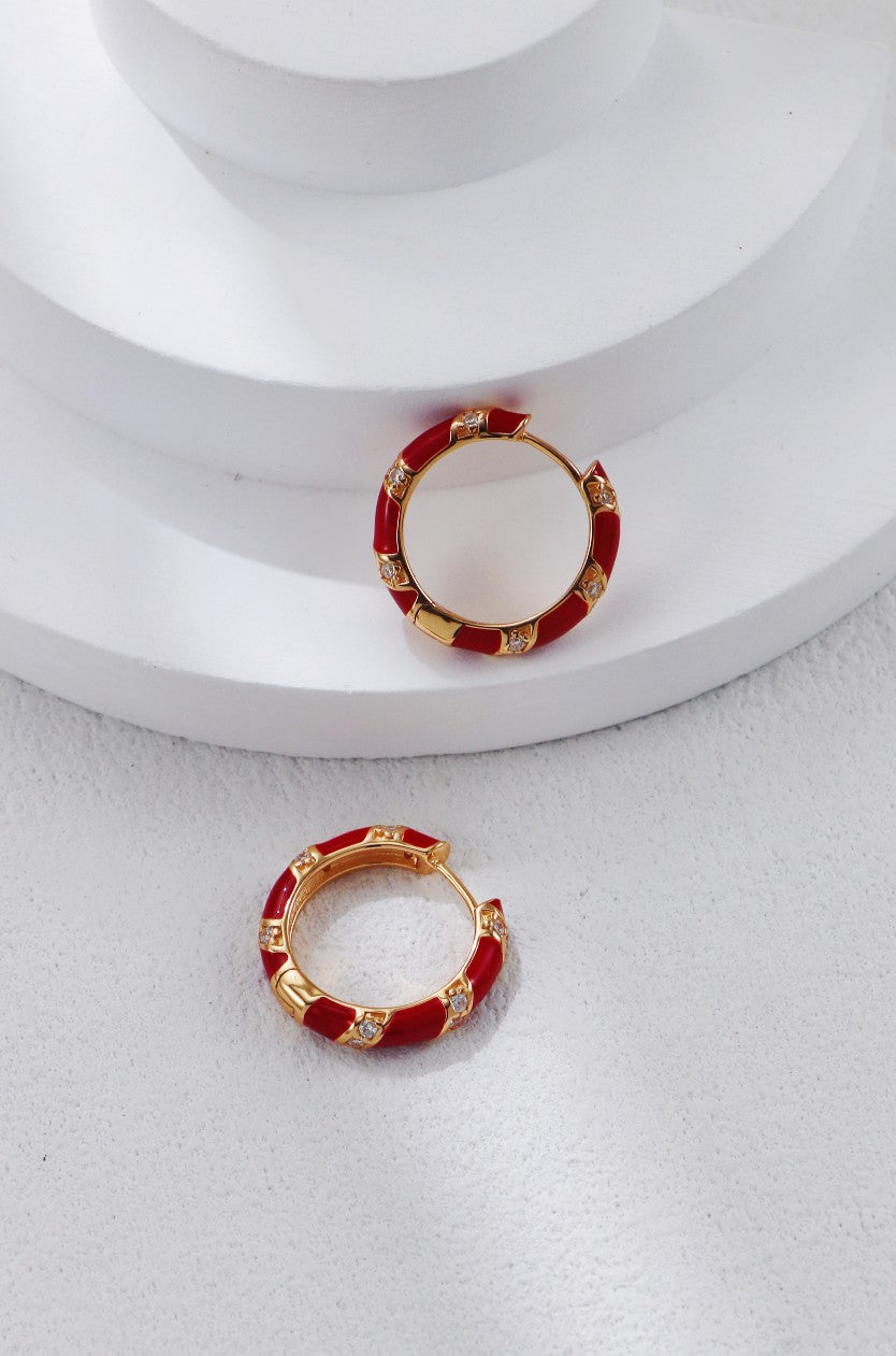 Glazed Drop-inlaid Zircon Earrings-3