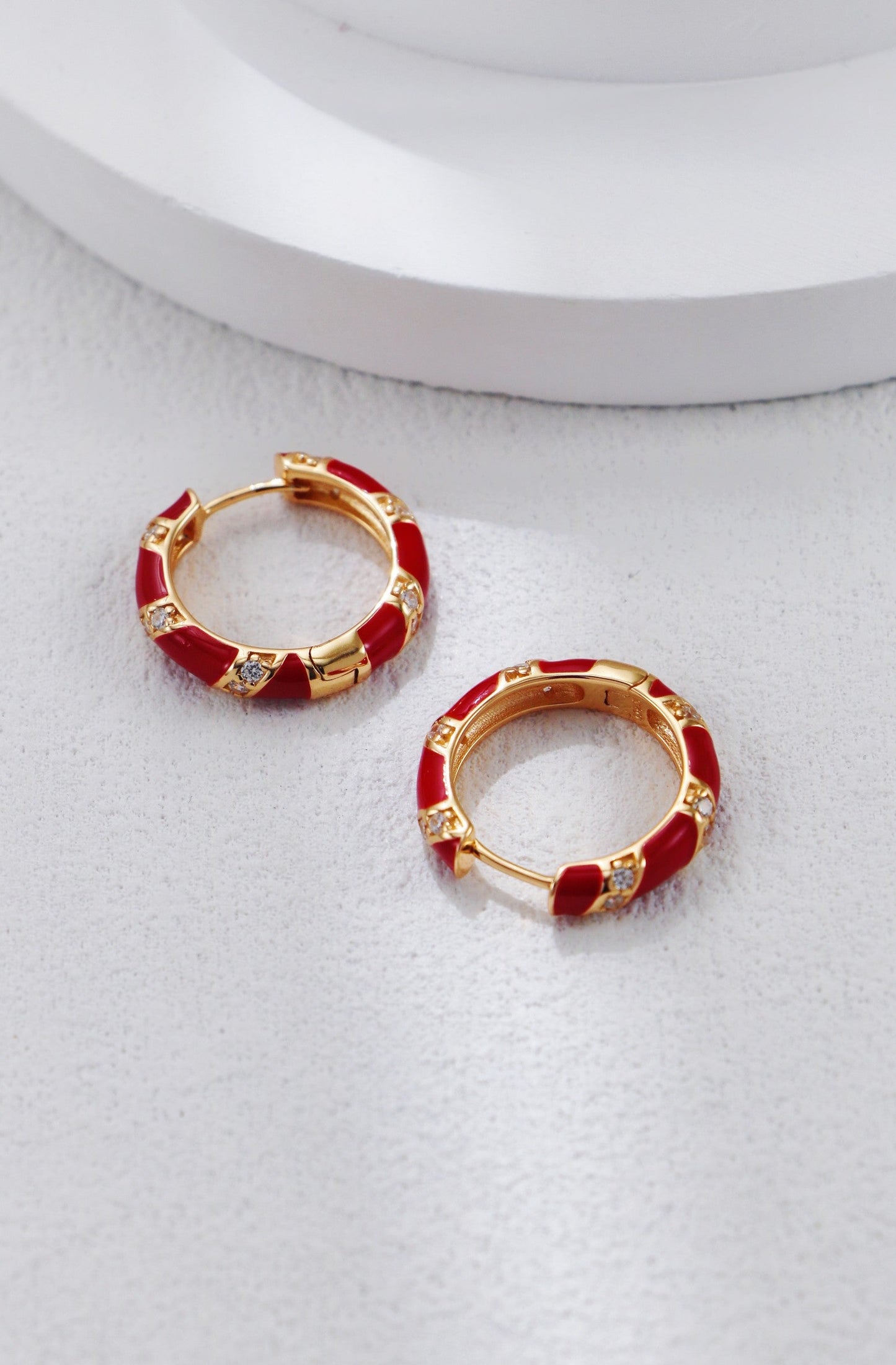 Glazed Drop-inlaid Zircon Earrings-4