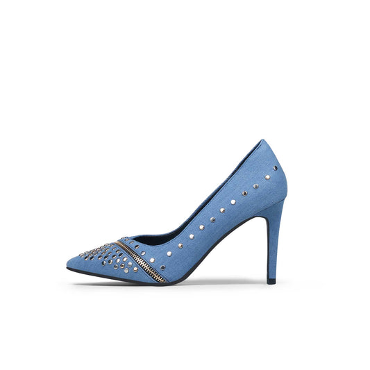 Bling Denim Pointed Toe Pumps-0