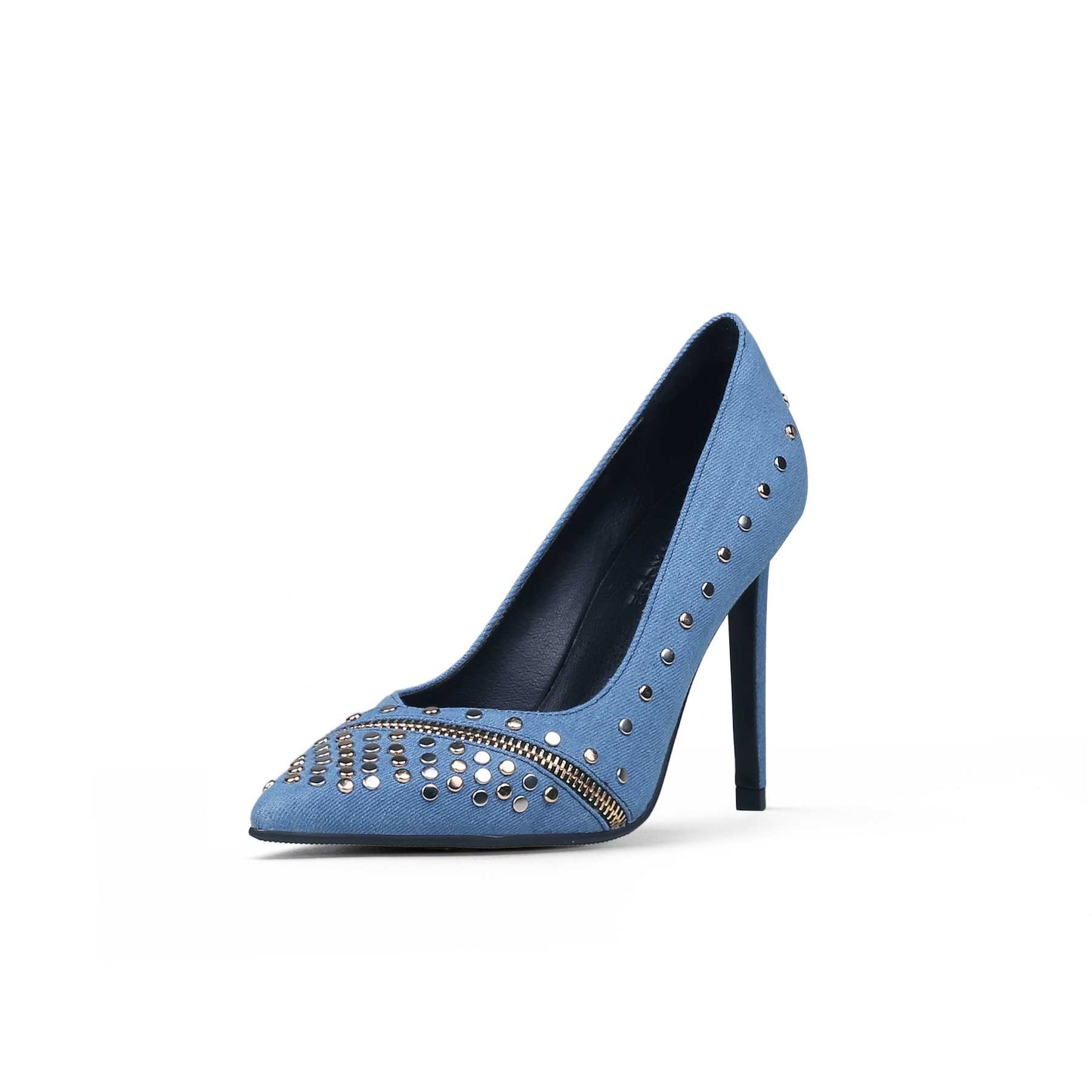 Bling Denim Pointed Toe Pumps-1