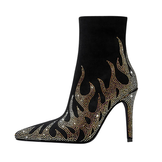 Golden Fire Black Ankle Boots-0