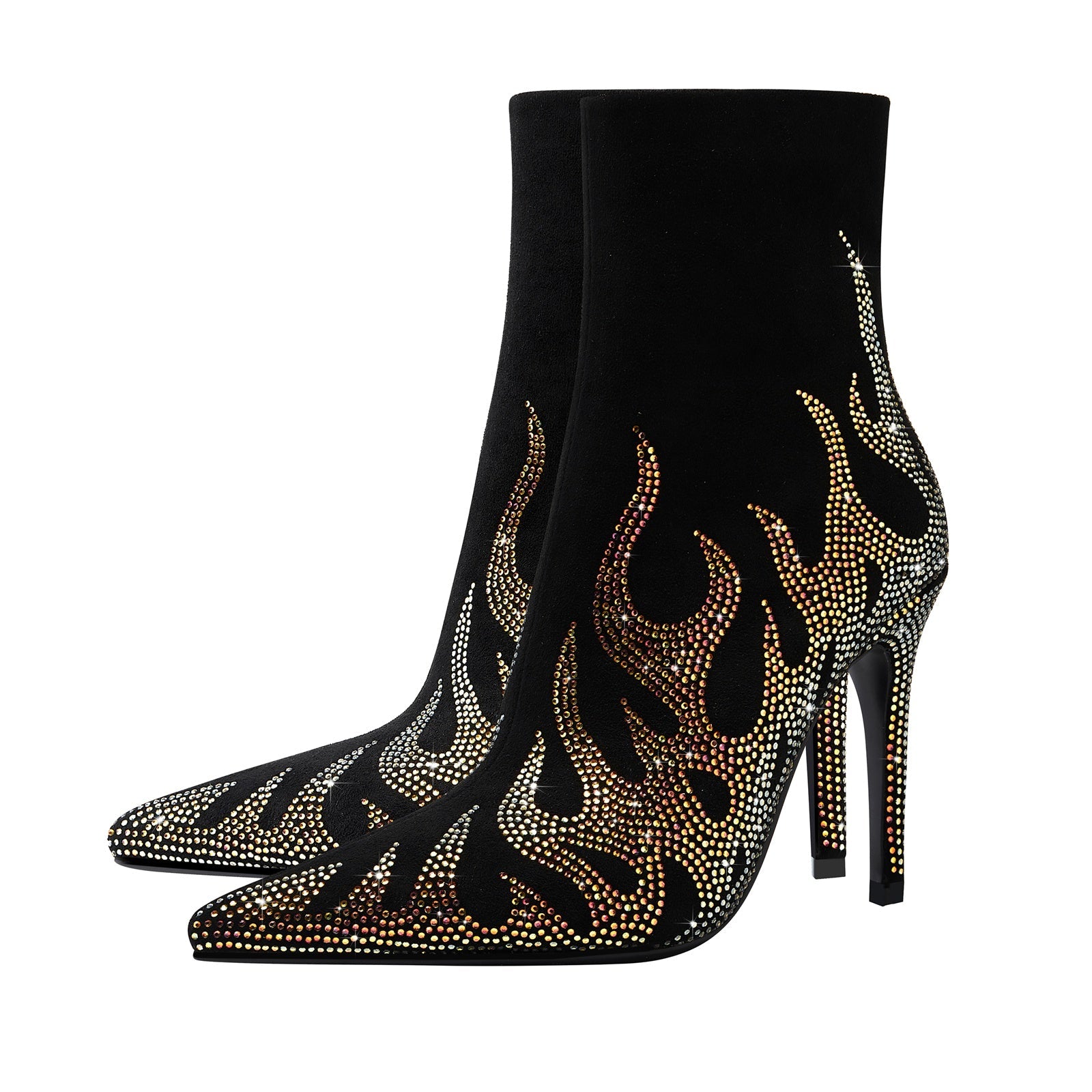 Golden Fire Black Ankle Boots-3