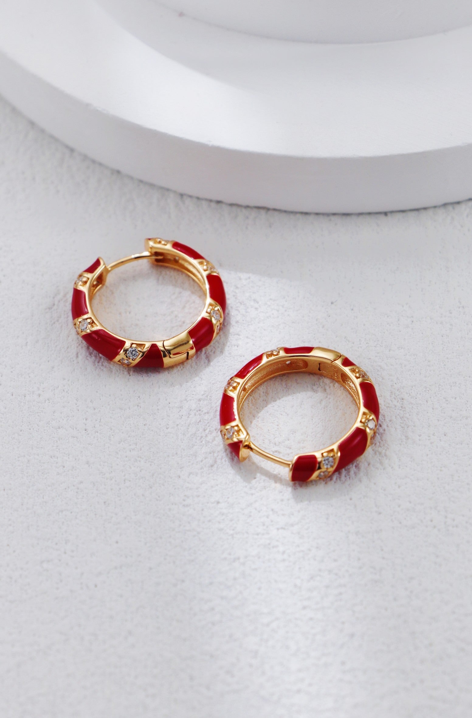 Glazed Drop-inlaid Zircon Earrings-4