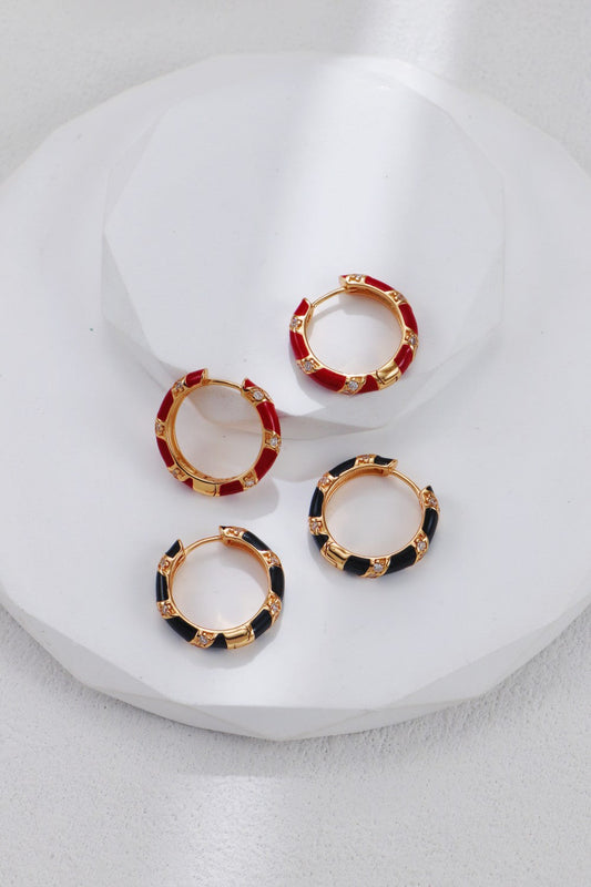 Glazed Drop-inlaid Zircon Earrings-0